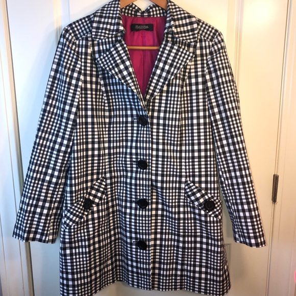 Peck & Peck Jackets & Blazers - Black & White Line Trench Coat sz L